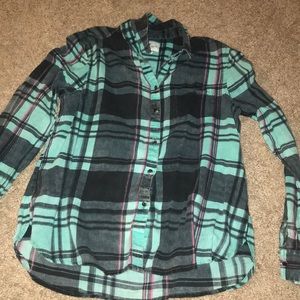 Teal and pink flannel